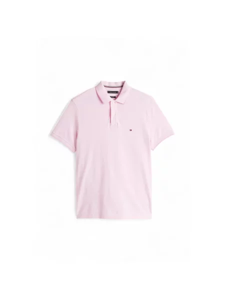 Koszulka polo Tommy Hilfiger z twillu różowa