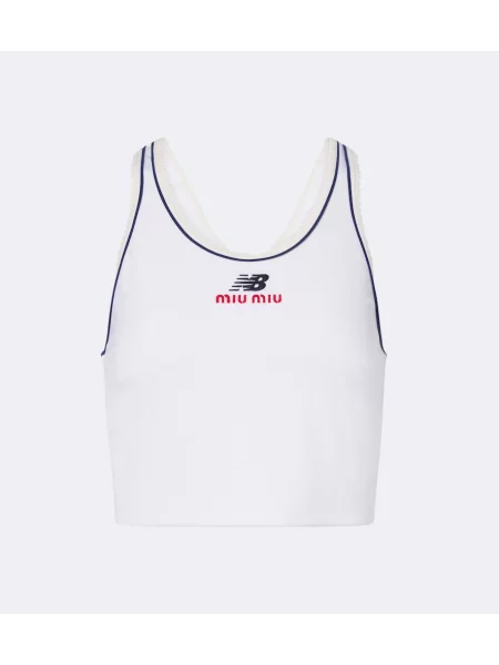 Decupat top Miu Miu din jerseu alb