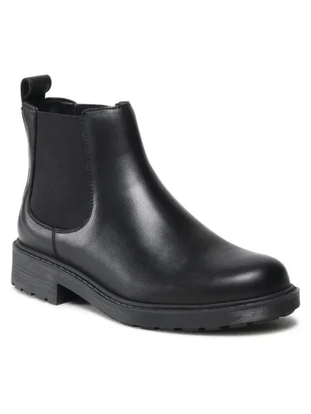 Bokacsizma CLARKS Lane Black Leather fekete