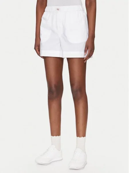Kratke hlače iz tkanine Calvin Klein Jeans bela