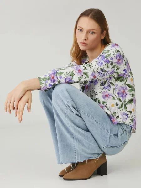 Halenka s lněnou směsí Medicine vzorovaná béžová