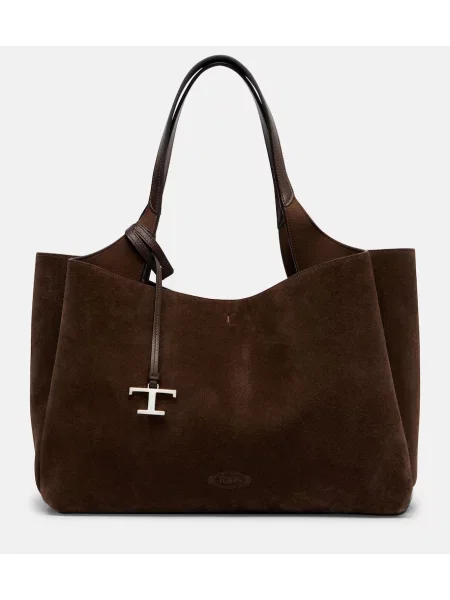 Geantă shopper Tod's din piele de căprioară maro