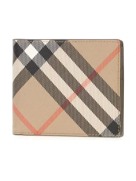 Portfel Burberry z nadrukiem skórzany beżowy
