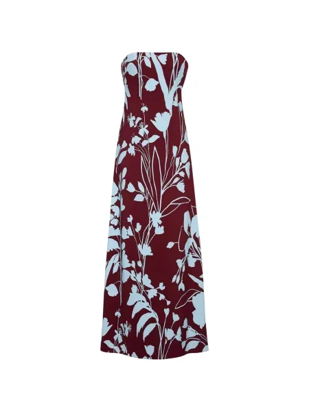 Rochie Cara Cara cu model floral cu imagine fără bretele roșu