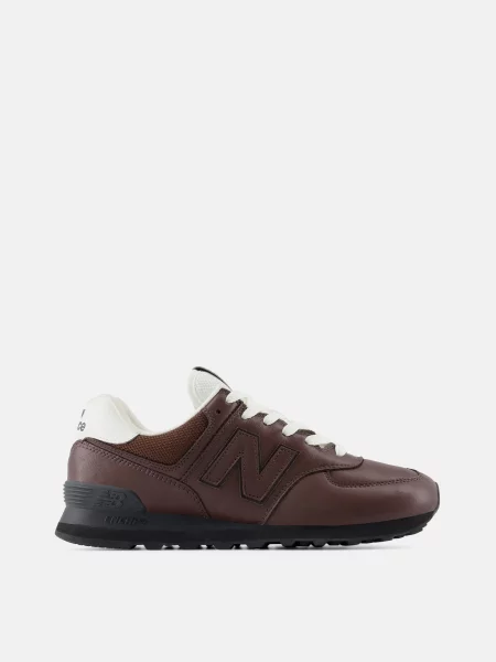 Кожаные повседневные кроссовки New Balance 574 коричневые
