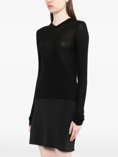 Подрязан суичър с качулка Rick Owens черно