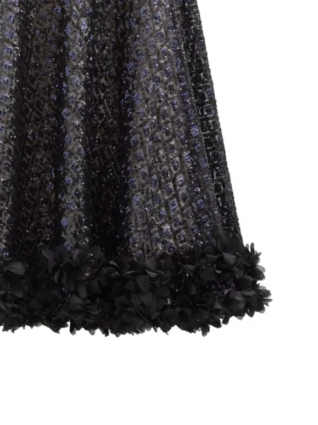 Rochie mini Loretta Caponi cu paiete cu model floral negru
