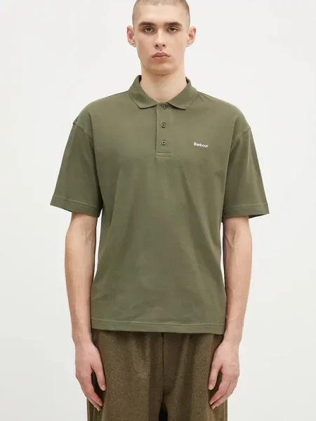 Тениска с яка Barbour Dunand OS Polo Shirt с изчистен дизайн зелено