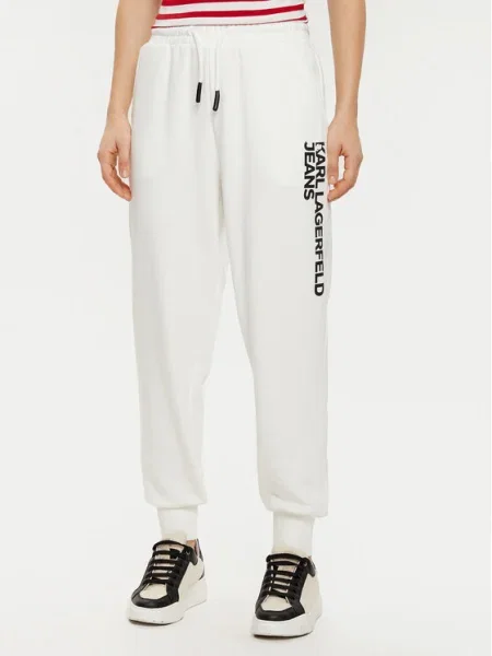 Karl Lagerfeld Jeans pantaloni de trening cu imprimeu alb