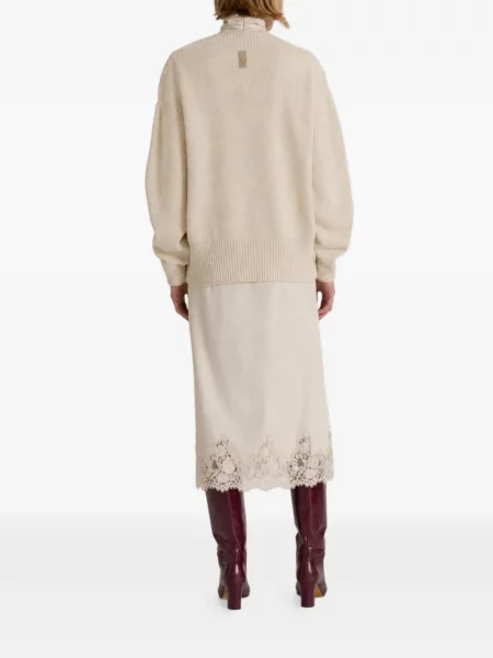 Pulover Alberta Ferretti cu decolteu în V din dantelă