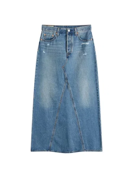 Levi's spódnica jeansowa ICONIC LONG SKIRT W/SLIT maxi rozkloszowana niebieski