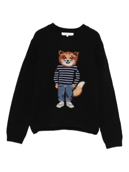 Pulover Maison Kitsune de lână negru