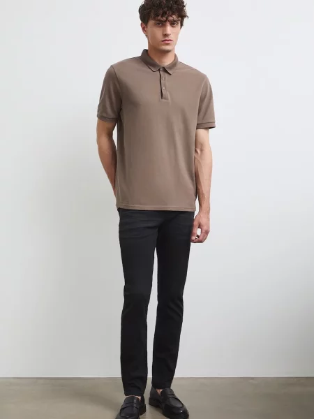 Medicine polo majica z elastanom rjava
