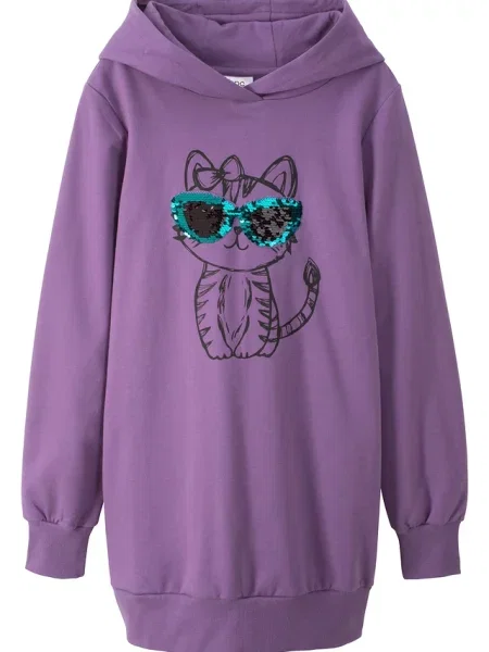 Bluza dresowa oversize z czystej bawełny organicznej fioletowa