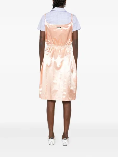 Rochie mini Miu Miu din satin de costum portocaliu