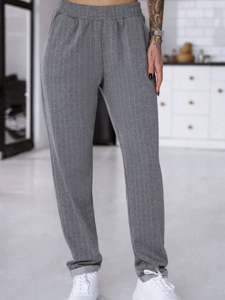 Брюки с высокой посадкой сірі