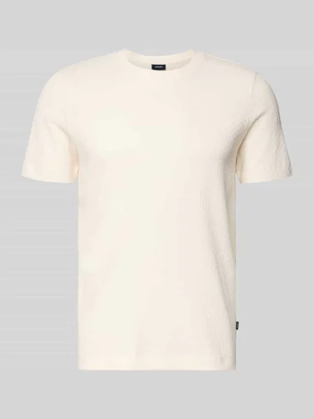 T-shirt z prążkowanym okrągłym dekoltem Joop! Collection biała