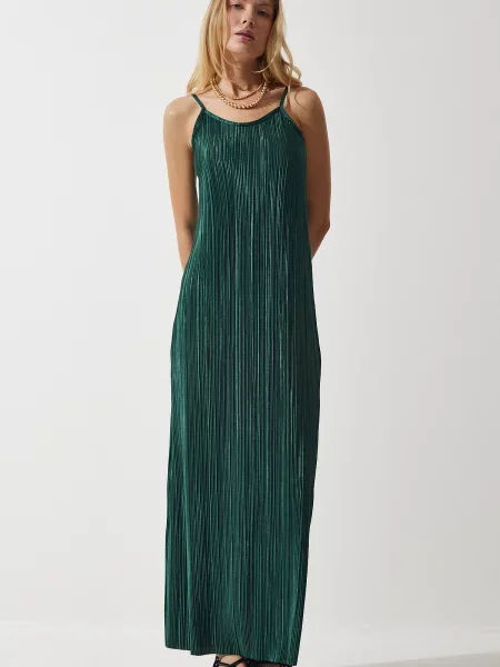 Rochie midi Happiness İstanbul cu bretele negru