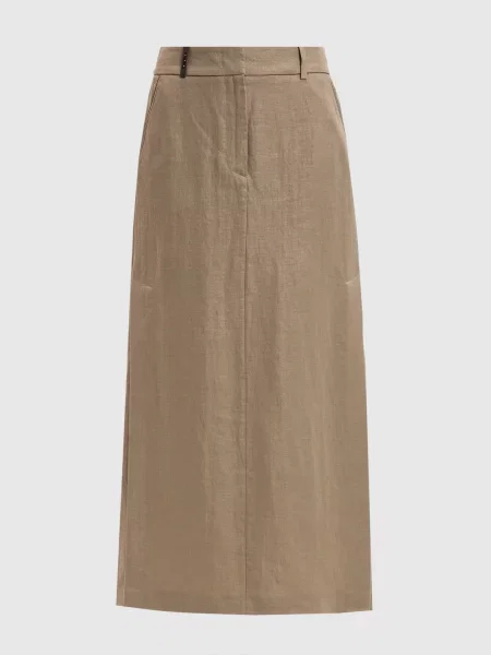 Спідниця з льону з розрізами Peserico бежева