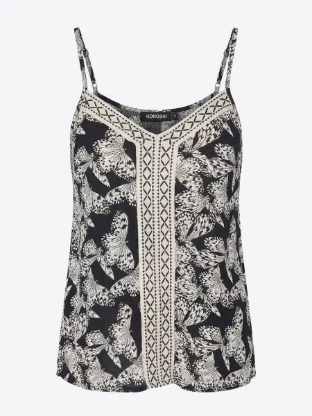 KOROSHI Top crem negru