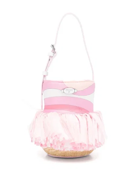 Geantă bucket Pucci de mătase roz