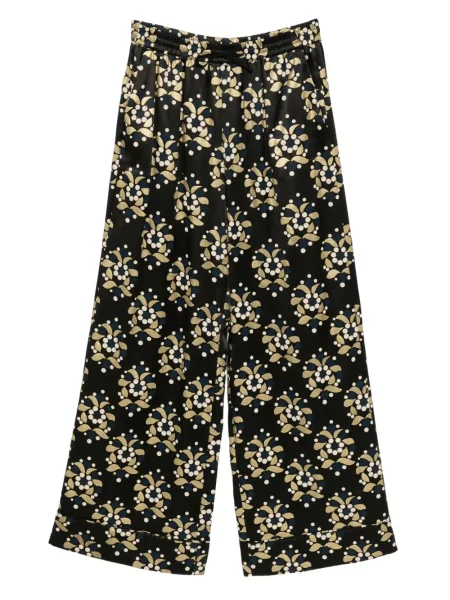 Pantaloni Cynthia Rowley de mătase cu picior lat negru