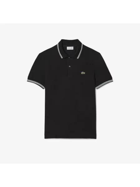 Lacoste Koszulka Polo Z Lamówką Regular Fit czarny