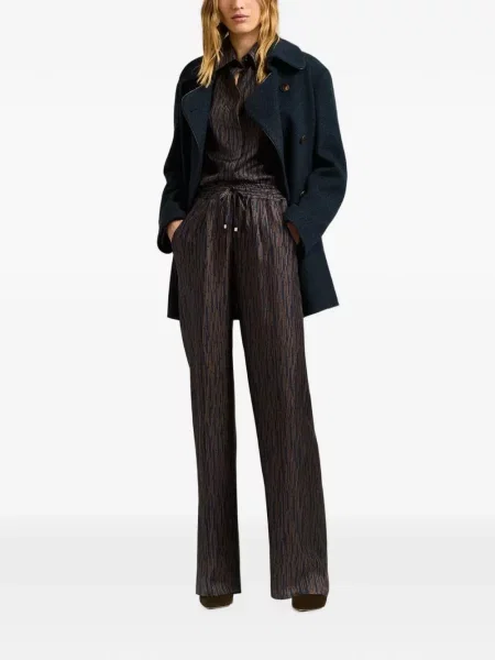 Pantaloni palazzo Kiton de mătase maro