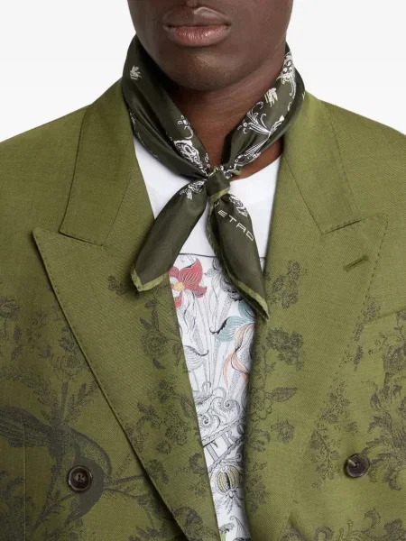Fular Etro cu model floral verde
