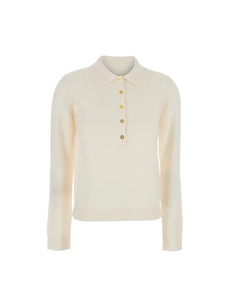 Sweter Elisabetta Franchi z kołnierzem biały