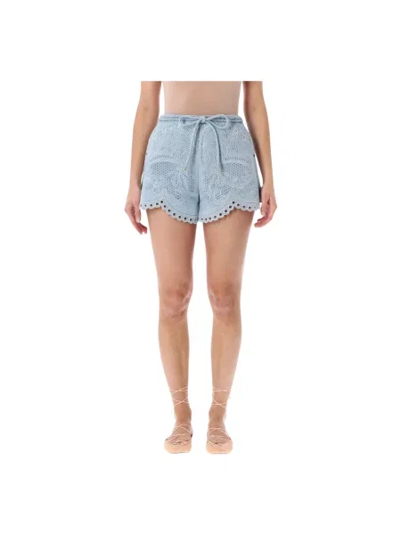 Krótkie szorty jeansowe Zimmermann niebieskie