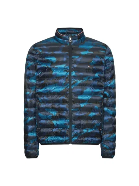 Kurtka Tommy Hilfiger z długim rękawem w kamuflażu niebieska