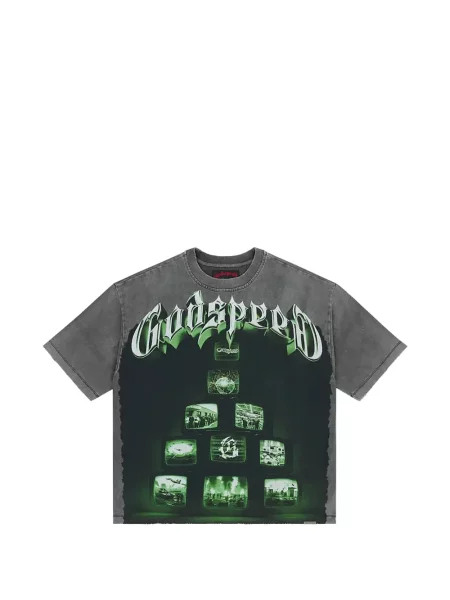 Tricou Godspeed cu imagine gri