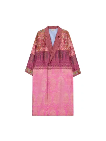 Jedwabny wielobarwność płaszcz Pierre Louis Mascia różowy