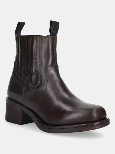 Fly London ghete chelsea de piele cu drept maro