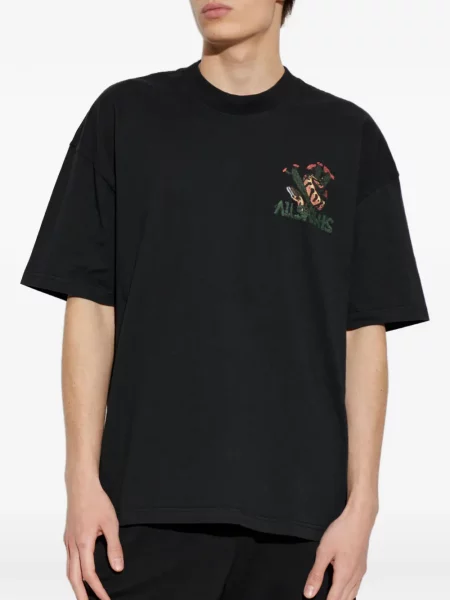 Tricou Allsaints cu imagine cu model piele de șarpe negru