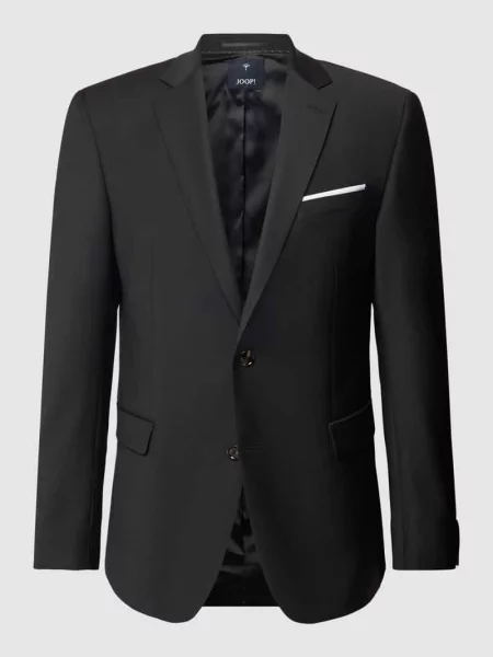 Marynarka na 2 JOOP! Collection;Mieszanka materiałów z dodatkiem wełny lana;Krój slim fit;Jednolity kolor;Kołnierz z połami;Brustasza;Kieszenie z patką;Długość tyłu w rozmiarze 5 czarna