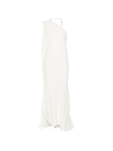 Rochie Victoria Beckham cu un umăr gol de costum alb