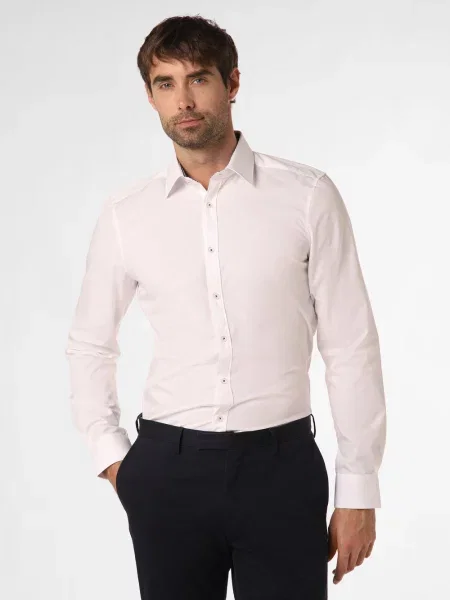 Finshley & Harding Koszula łatwa w prasowaniu Mężczyźni Slim Fit jednolity kołnierzyk kent 44 biały