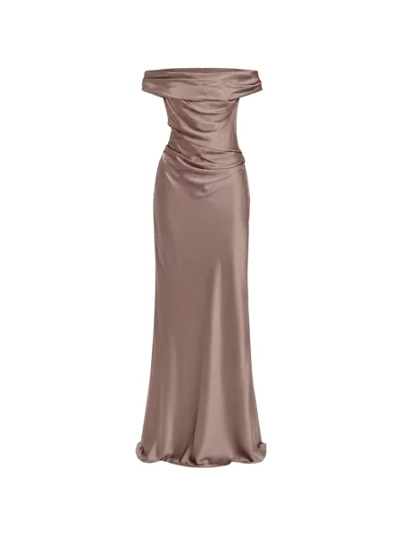 Drapiruotas maxi suknele The Sei ruda