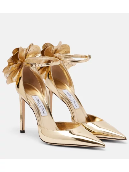Pantofi cu toc Jimmy Choo din piele auriu