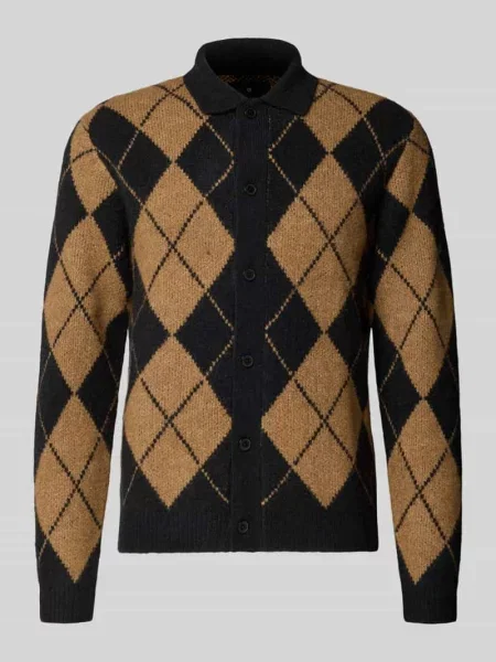 Kardigan rozpinany o kroju slim fit z dodatkiem wełny model Simon' Jack & Jones Premium czarny