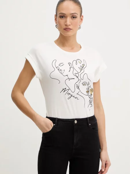 Morgan kratka majica z bombažem bela