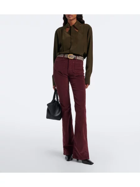 Pantaloni Veronica Beard de catifea cord evazate