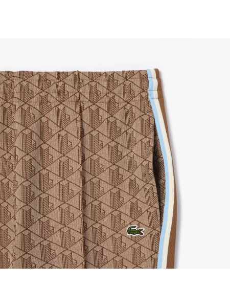 Lacoste Spodnie Dresowe Paris Monogram Jacquard brązowe
