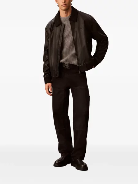 Gulerat geanta de piele Calvin Klein negru