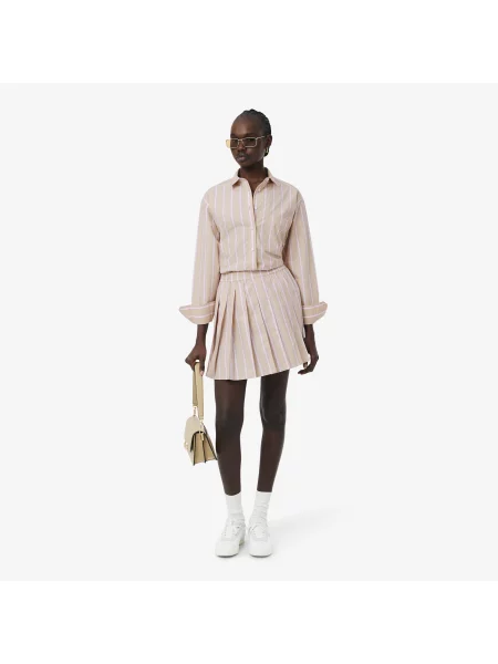 Lacoste Koszula W Paski Oversize różowa