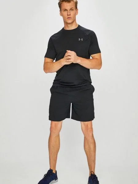 Kratka majica za vadbo Under Armour Tech črna bela