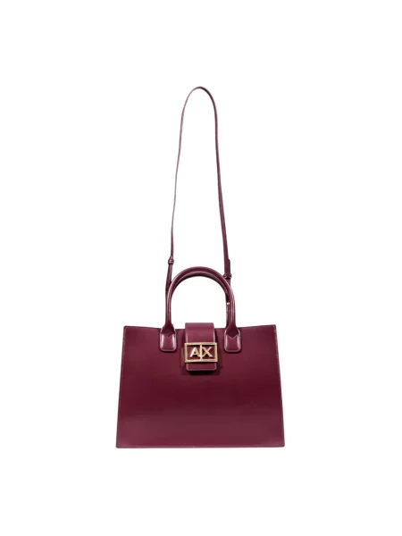 Torebka skórzana Armani Exchange czerwona