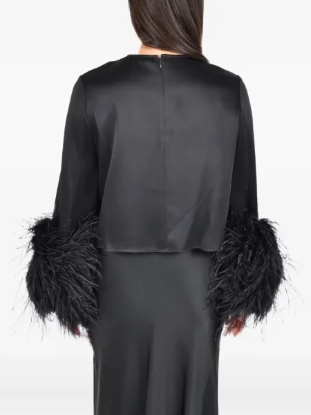 Długa bluzka Lapointe w piórka z długim rękawem czarna